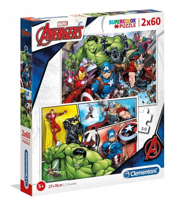 Puslespil 2x60 brikker Super Kolor - Avengers