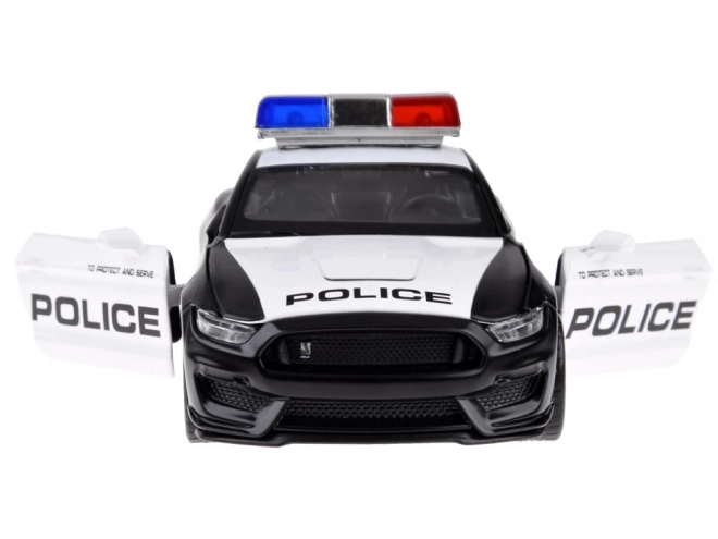 Metall politibil Ford Shelby GT350 i skala 1:32 med lys- og blinkeffekter