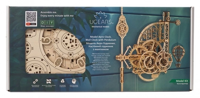 Ugears 3D træ mekaniske puslespil Vægur Aero
