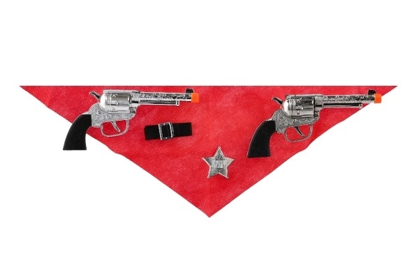 Cowboy-sæt med pistoler og hylster og tilbehør