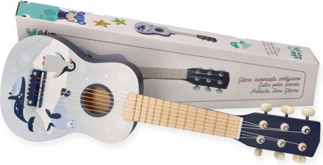 Træbørneguitar med arktiske dyr