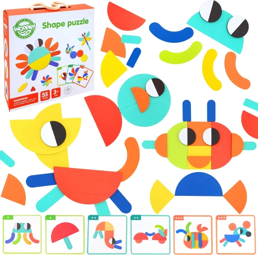 WOOPIE GREEN træ-montessori puslespil – 40 mønstre, 55 dele, FSC-certificering