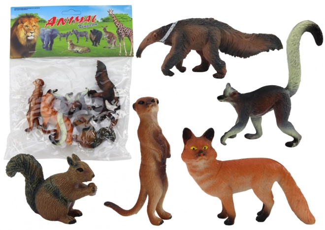 Dyrefigurer 5 stk: Egern, Surikat, Myresluger, Ræv, Lemur
