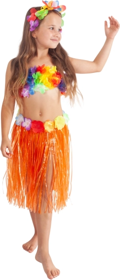 Børne hawaii-nederdel orange 45 cm
