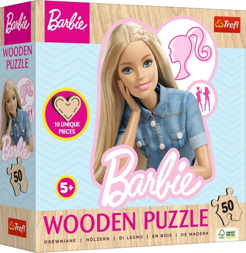 Trefl træomrids-puslespil med Barbie-motiv, 50 brikker