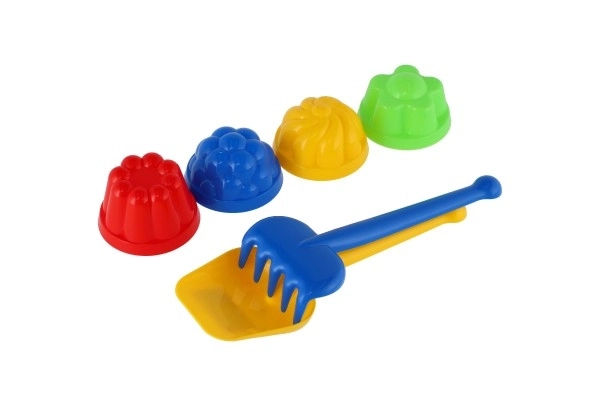 Sæt til sandplastik spade, rive, 4 stk forme i net