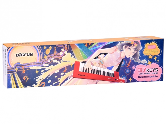 Elektronisk børnekeyboard med 37 tangenter, skulderrem og mikrofon BIGFUN