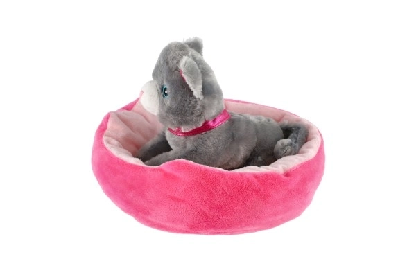 Lille hund i rede plys 4 farver 22x24cm 24m+