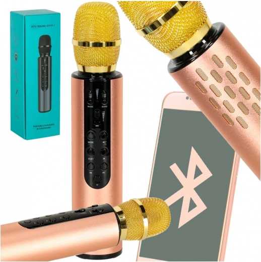 Trådløs karaokemikrofon med Bluetooth og højttaler til børn – Guld