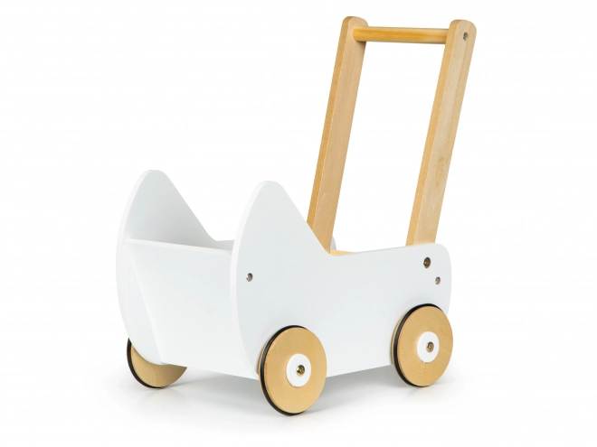 ECOTOYS Trævogn til dukker hvid