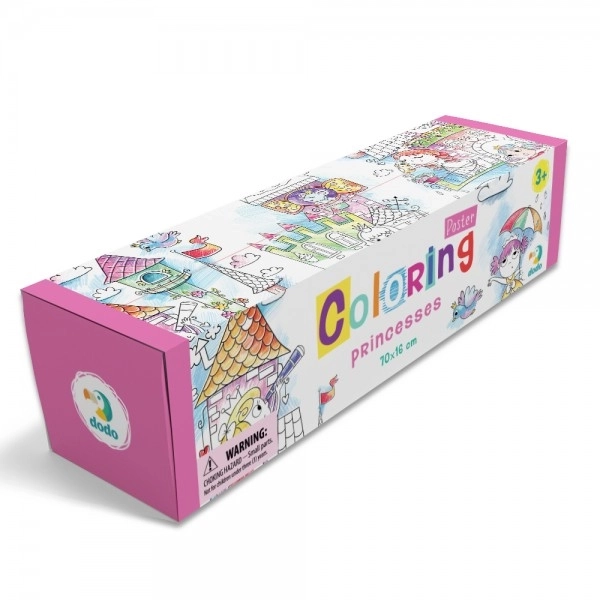 Plakat til farvelægning med prinsessetema