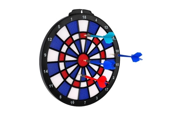 Dartskive med pile 4 stk plast diameter 28cm i kasse 39x31x3cm