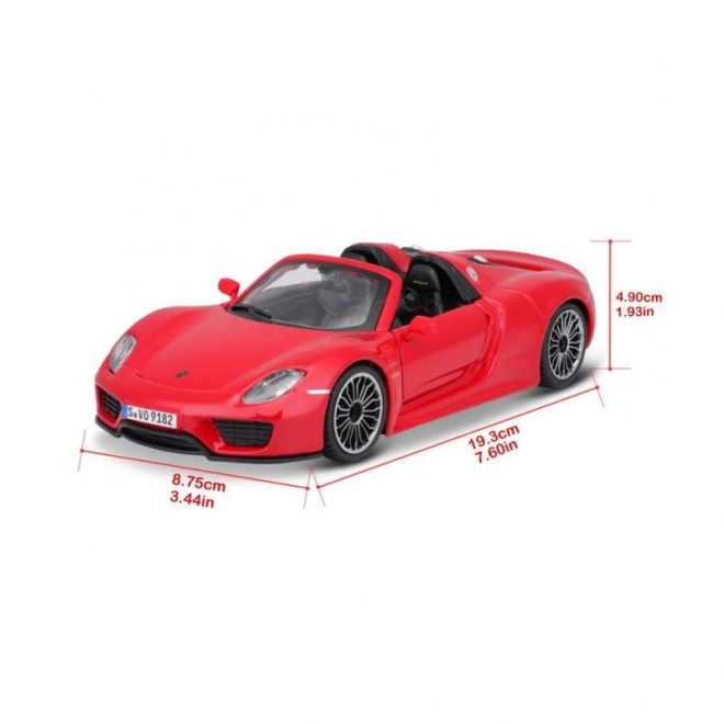 Bburago Porsche 918 Spyder rød model 1:24