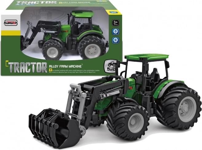 Grøn traktor 1:24 med krokodilleskovl