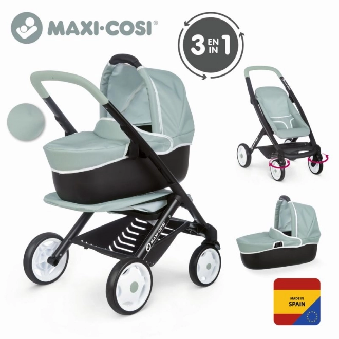 Kombineret dukkevogn Maxi Cosi til dukker grøn/grå