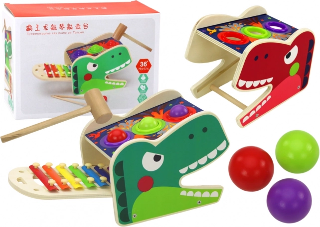 Trædinosaur 2-i-1 – bankespil med kugler og xylofon