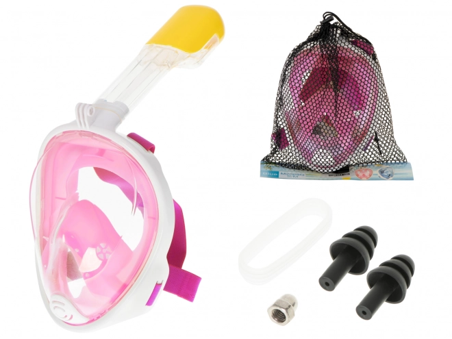 Sammenklappelig fuld ansigtsmaske med snorkel S/M pink