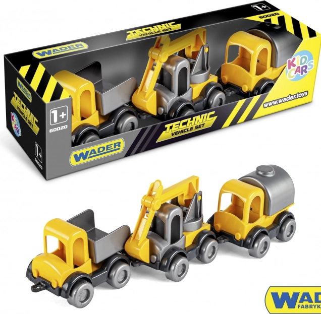 Sæt byggelastbiler Kid Cars 3 stk plast 10 cm WADER