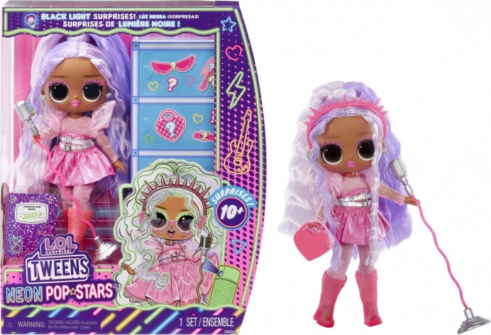 L.O.L. Surprise! Tweens Neon Pop Stars Kitty K dukke med UV-overraskelse