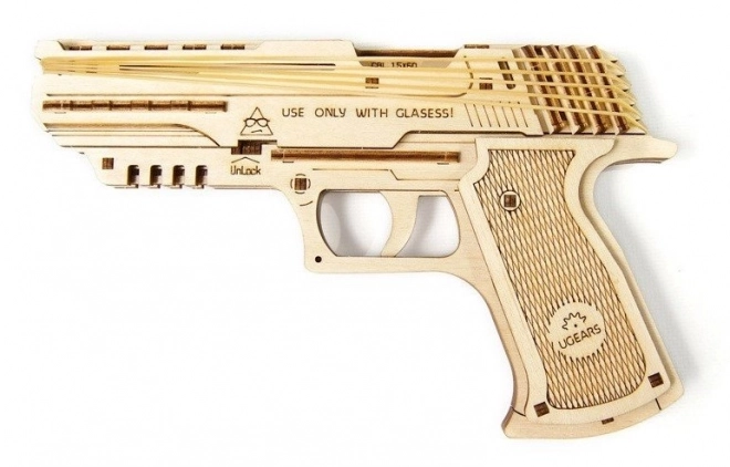 Mekanisk 3D puslespil pistol UGEARS Wolf-01
