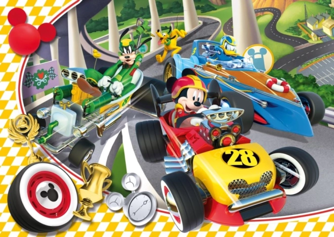 Clementoni puslespil Mickey og racerkørerne – løbet, 15 brikker