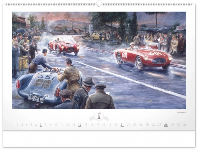 NOTIQUE Vægkalender Oldtimers – Václav Zapadlík 2025, 64 x 42 cm