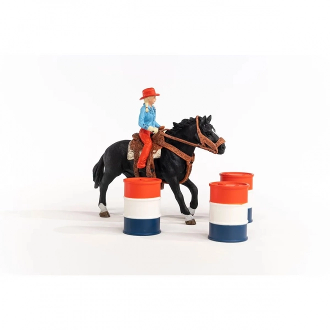 Sæt af figurer Farm World Cowgirl og Løb om Tønden