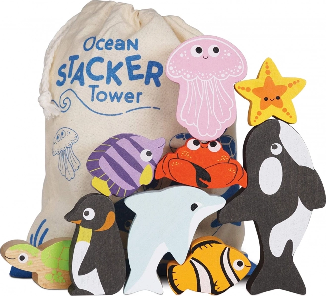 Le Toy Van Petilou stabletårn ocean – træ-sæt med 9 dele