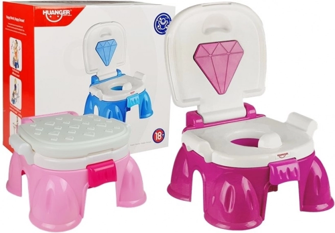 Børnepotte 3-i-1 pink med diamantdesign