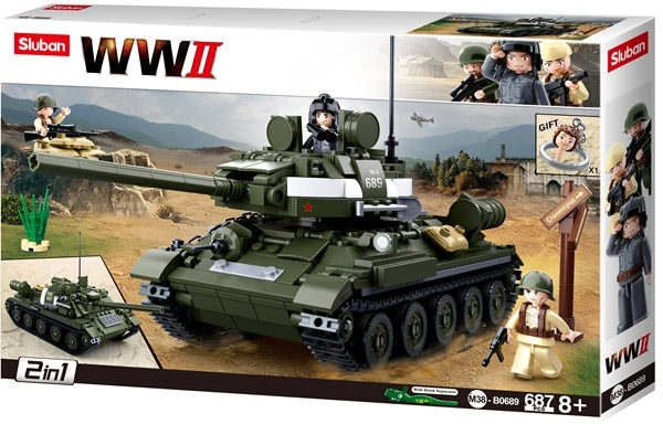 Sluban WWII M38-B0689 Sovjetisk tank T-34/85 2i1