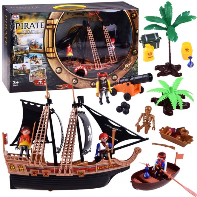 Piratsskib med figurer og lydeffekter