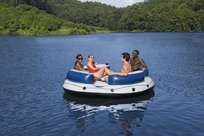 BESTWAY Lazy Dayz Oppustelig svømmeø for 4 personer 239x63,5 + netbund + 4 oppustelige støttepuder + 2 blinde passagerer