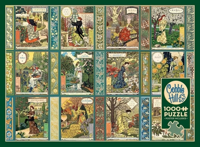 COBBLE HILL Puslespil Jardiniere: Gartnerkalender 1000 Brikker