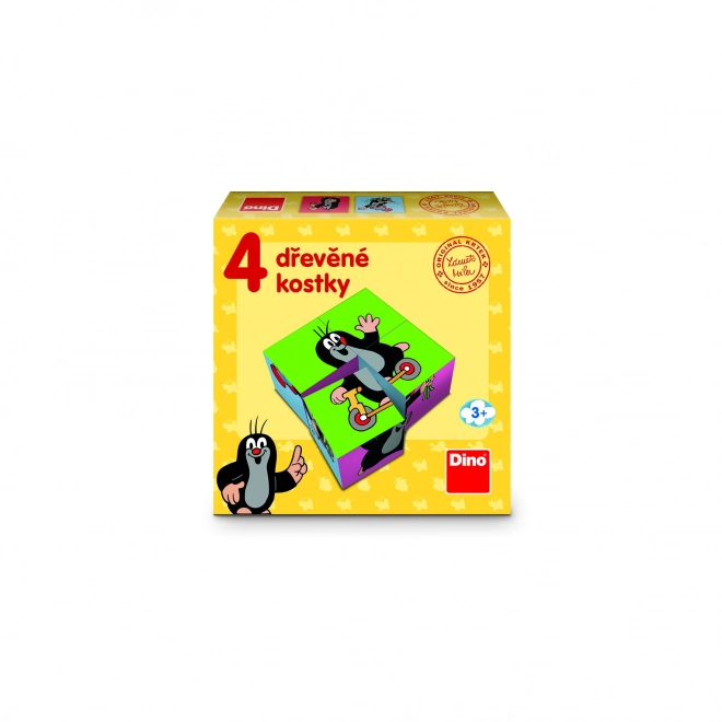 Kubus klodser Krtek træ 4 stk i æske 13x13x4cm