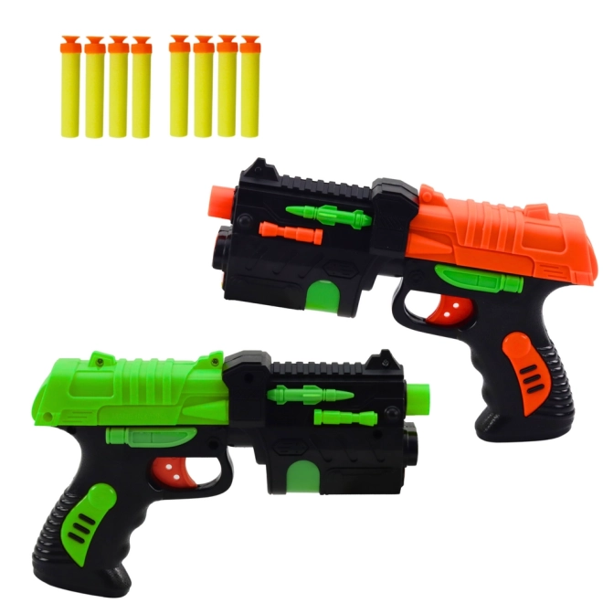 Sæt af to skumpistoler med pile med sugekopper