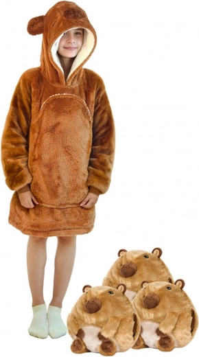 Stor lomme og hætte med dyreører