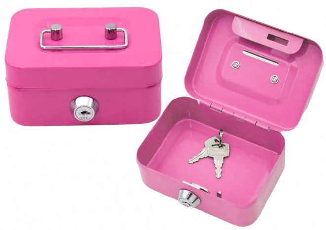 Låsbart metalkasse med to nøgler, pink
