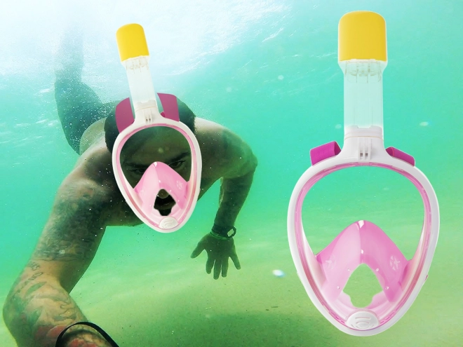 Sammenklappelig fuld ansigtsmaske med snorkel S/M pink