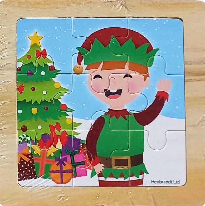 Træpuslespil Jul med nisse – 9 brikker
