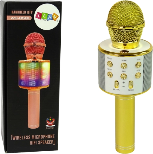Trådløs USB-mikrofon Højttaler Karaoke Optagelse Model WS-858 Guld