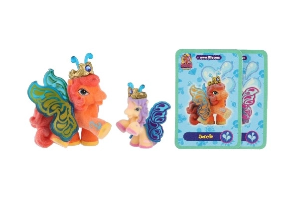 Filly Butterfly familie figurer 2 stk. plys med tilbehør mix af varianter på kort 17x16,5cm