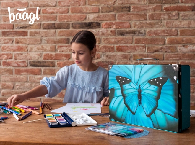 BAAGL Sammenklappelig Skolekuffert Butterfly med Metalbeslag
