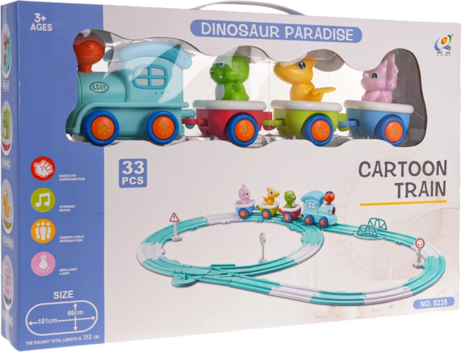 interaktivt togbane – glad dinosaur, 33 dele