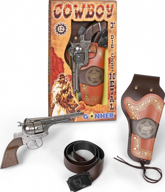 Cowboy lege sæt med revolver og sherifstjerne