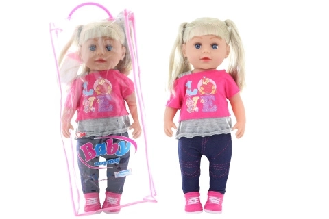 Dukke blondine i pose 45 cm