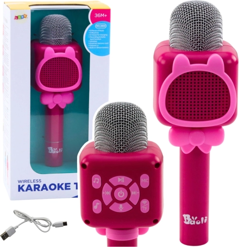 Trådløs Bluetooth karaoke-mikrofon med stemmeskifter – pink