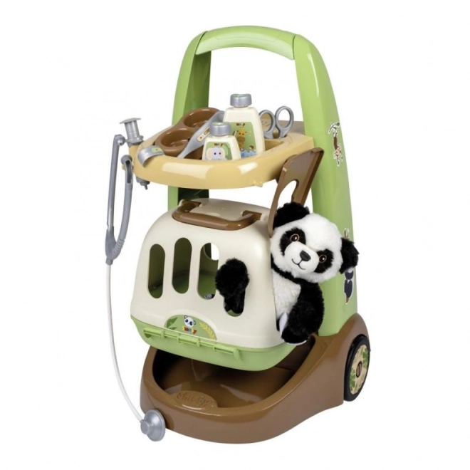 Dyrlægevogn med panda og transportboks 2i1