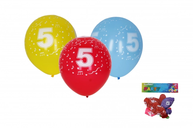 Oppustelig ballon med tallet 5 30 cm - 5 stk