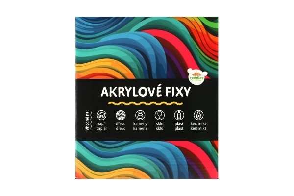 Fixy akrylmaling metallic 12 stk til keramik, glas, sten, spids 4 mm i bliste 18,5x12cm
