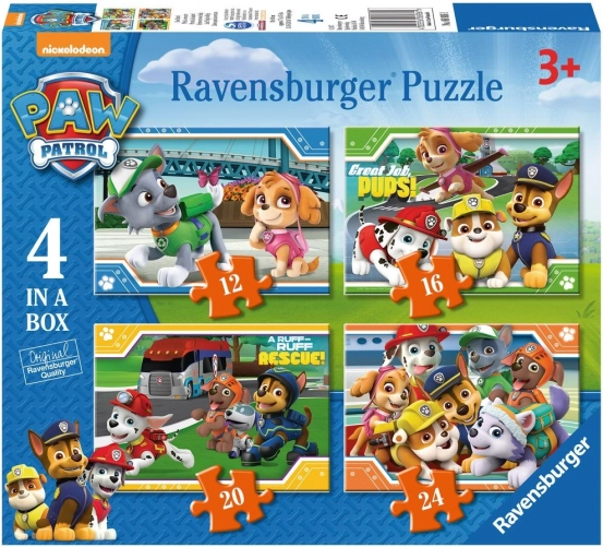 Ravensburger puslespil PAW PATROL – 4i1 (12/16/20/24 brikker)